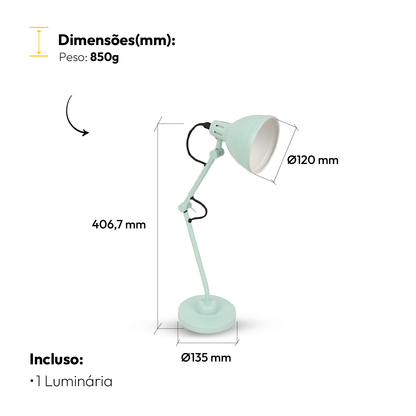Kit Luminária De Mesa Azul com Lâmpada Pera RGB 15w E27 Neo Avant