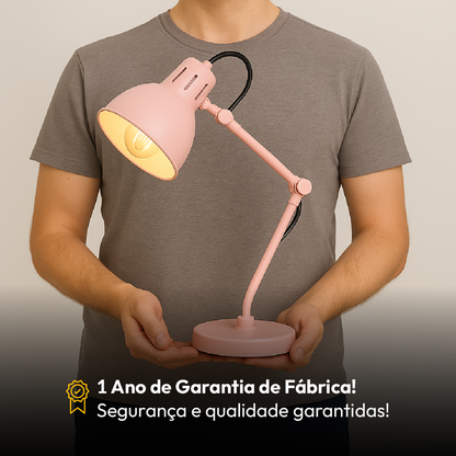 Kit Luminária De Mesa Rosa com Lâmpada Pera RGB 15w E27 Neo Avant