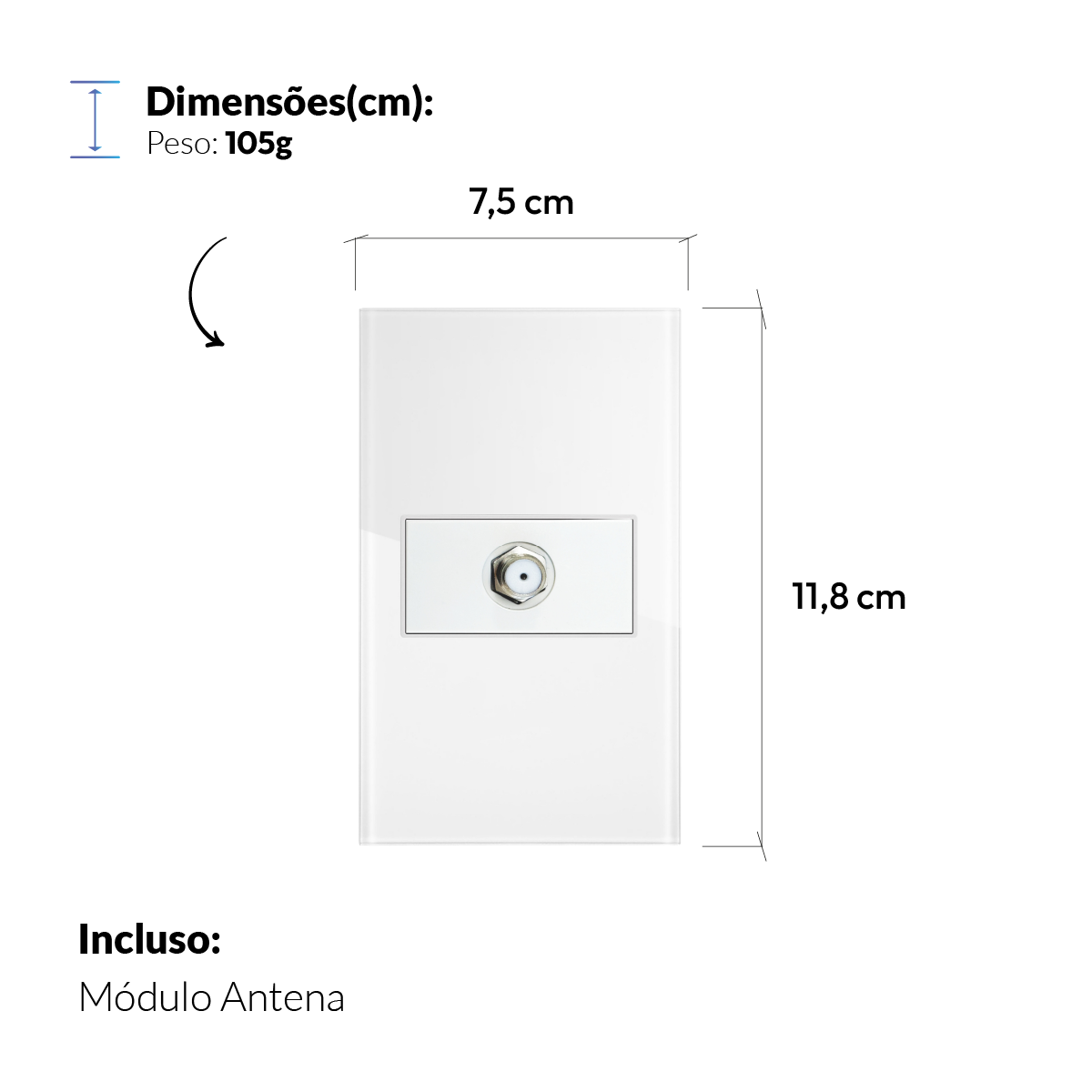 Modulo Antena Espelho 4X2 Branco Neo