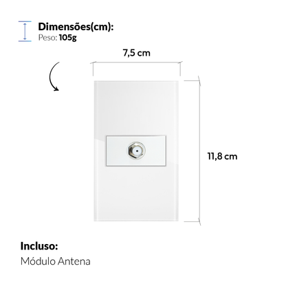 Modulo Antena Espelho 4X2 Branco Neo