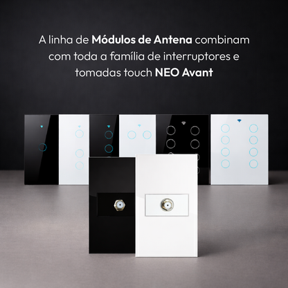 Modulo Antena Espelho 4X2 Preto Neo