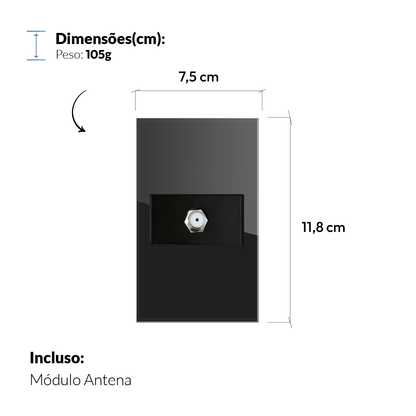 Modulo Antena Espelho 4X2 Preto Neo