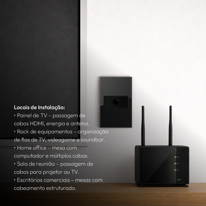 Modulo Passa Fio Espelho 4X2 Preto Neo