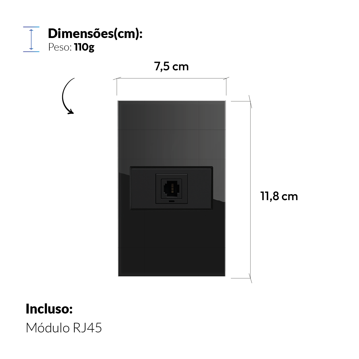 Modulo RJ45 Espelho 4X2 Preto Neo