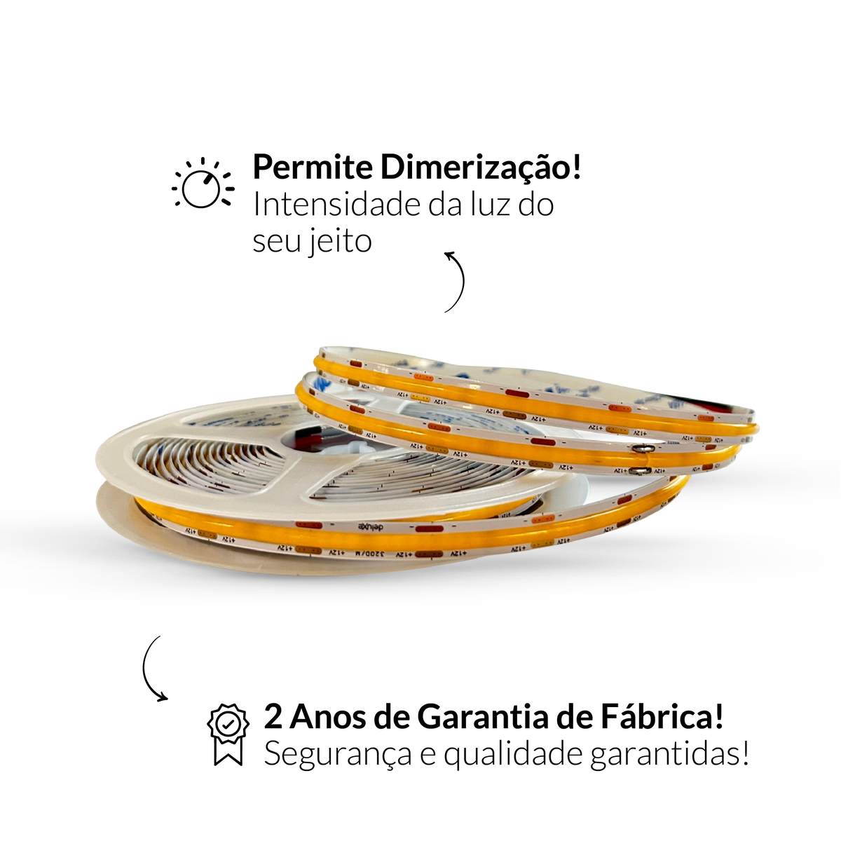 Fita Led 5m Cob 15w 3000k Branco Quente 1350lm 12v Alut