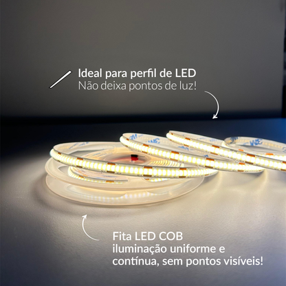 Fita Led 5m Cob 15w 3000k Branco Quente 1350lm 12v Alut