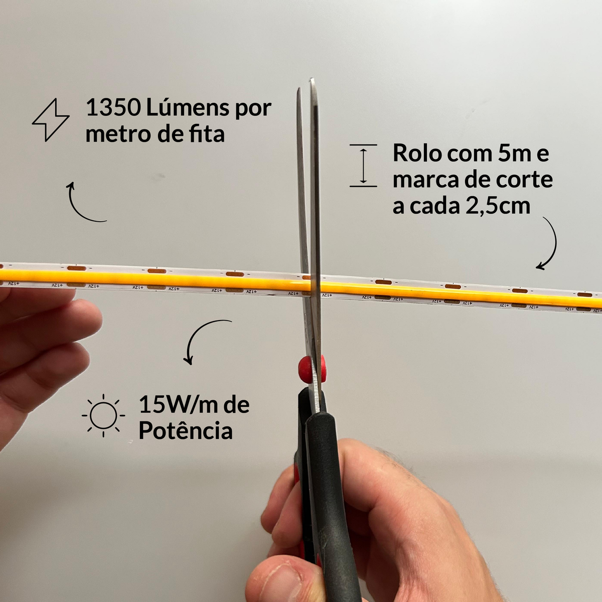 Fita Led 5m Cob 15w 4000k Branco Neutro 1350lm 12v Alut