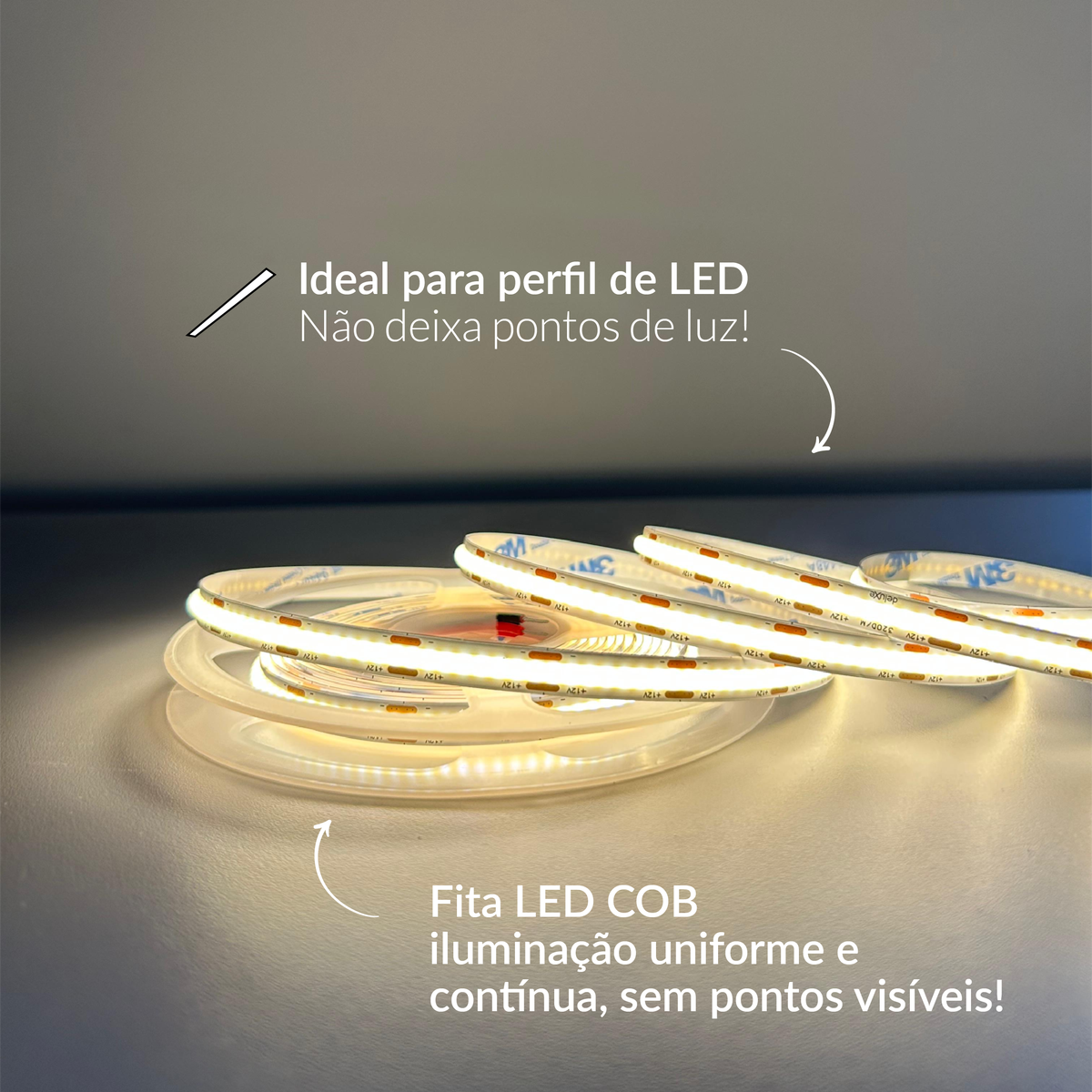 Fita Led 5m Cob 8w 4000k Branco Neutro 720lm 12v Alut