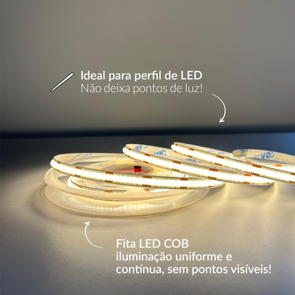 Fita Led 5m Cob 8w 4000k Branco Neutro 720lm 12v Alut