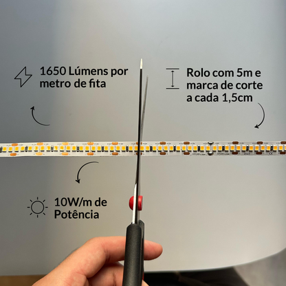 Fita Led Celeste 5m 10w 2700k Branco Quente 1650lm 12v Alut