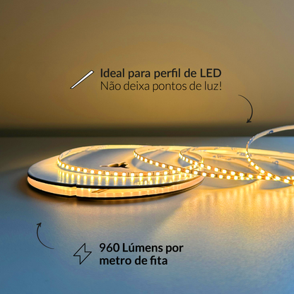 Fita Led Celeste Slim 5m 8w 2700k Branco Quente 960lm 12v Alut