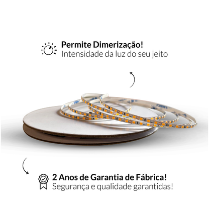 Fita Led Celeste Slim 5m 8w 3000k Branco Quente 960lm 12v Alut
