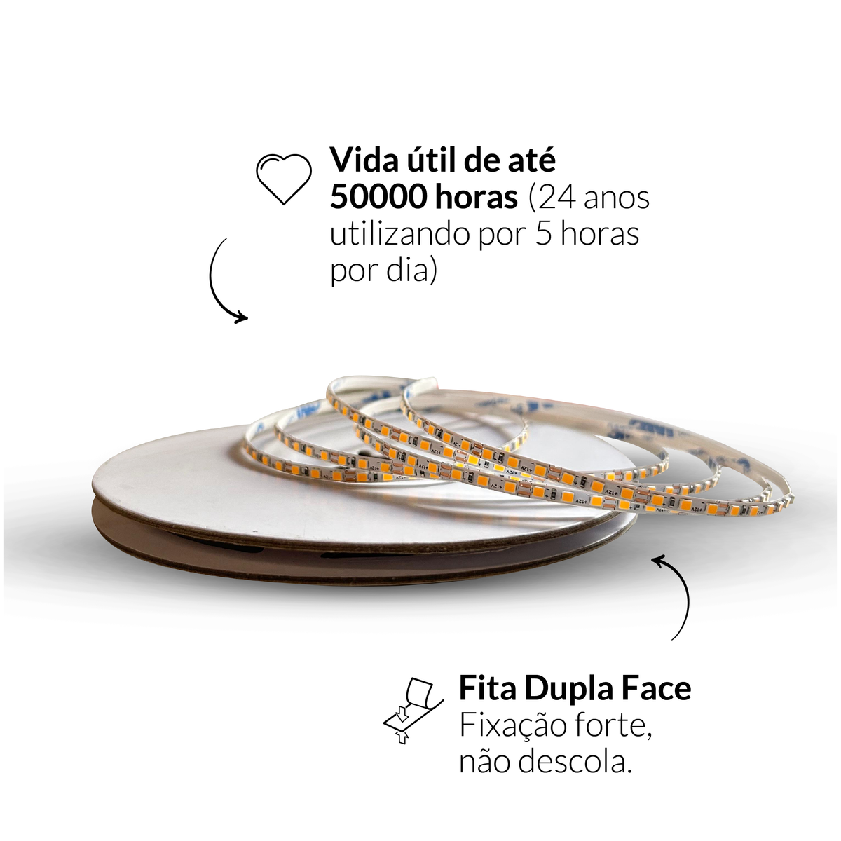 Fita Led Celeste Slim 5m 8w 3000k Branco Quente 960lm 12v Alut