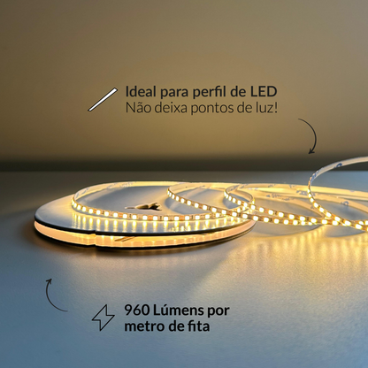 Fita Led Celeste Slim 5m 8w 3000k Branco Quente 960lm 12v Alut