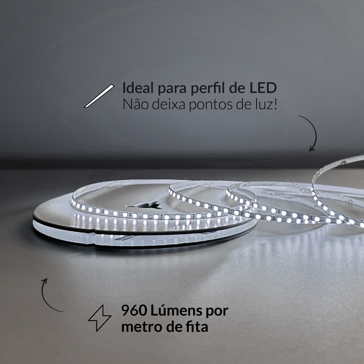 Fita Led Celeste Slim 5m 8w 6500k Branco Frio 960lm 12v Alut