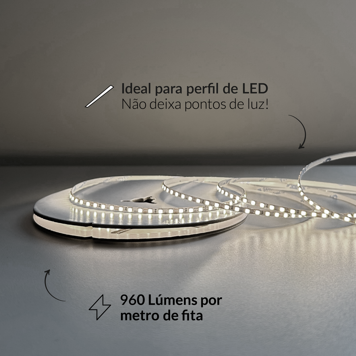 Fita Led Celeste Slim 5m 8w 4000k Branco Neutro 960lm 12v Alut