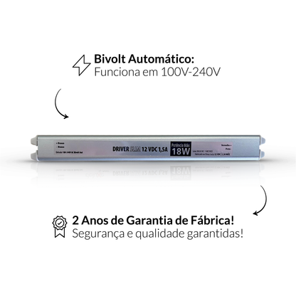 Fonte driver Slim 18w 1.5a Bivolt Alut - NEO Avant