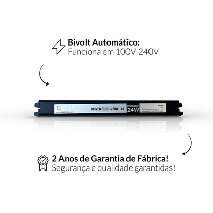 Fonte driver Slim 24w 2a Bivolt Alut - NEO Avant