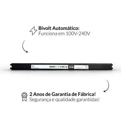 Fonte driver Slim 36w 3a Bivolt Alut - NEO Avant