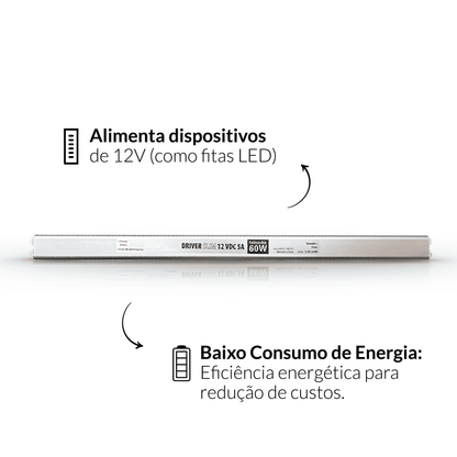 Fonte driver Slim 60w 5a 110v/220v Bivolt Cod: ALUT001708 Alut By Avant