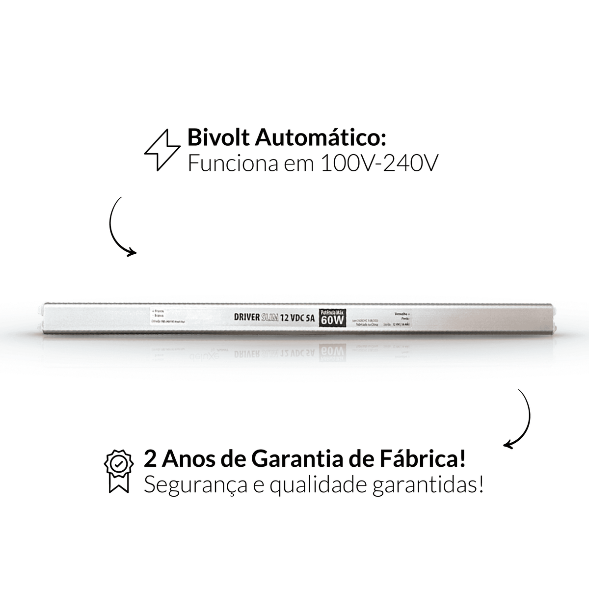Fonte driver Slim 60w 5a 110v/220v Bivolt Cod: ALUT001708 Alut By Avant
