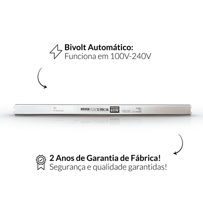 Fonte driver Slim 60w 5a 110v/220v Bivolt Cod: ALUT001708 Alut By Avant