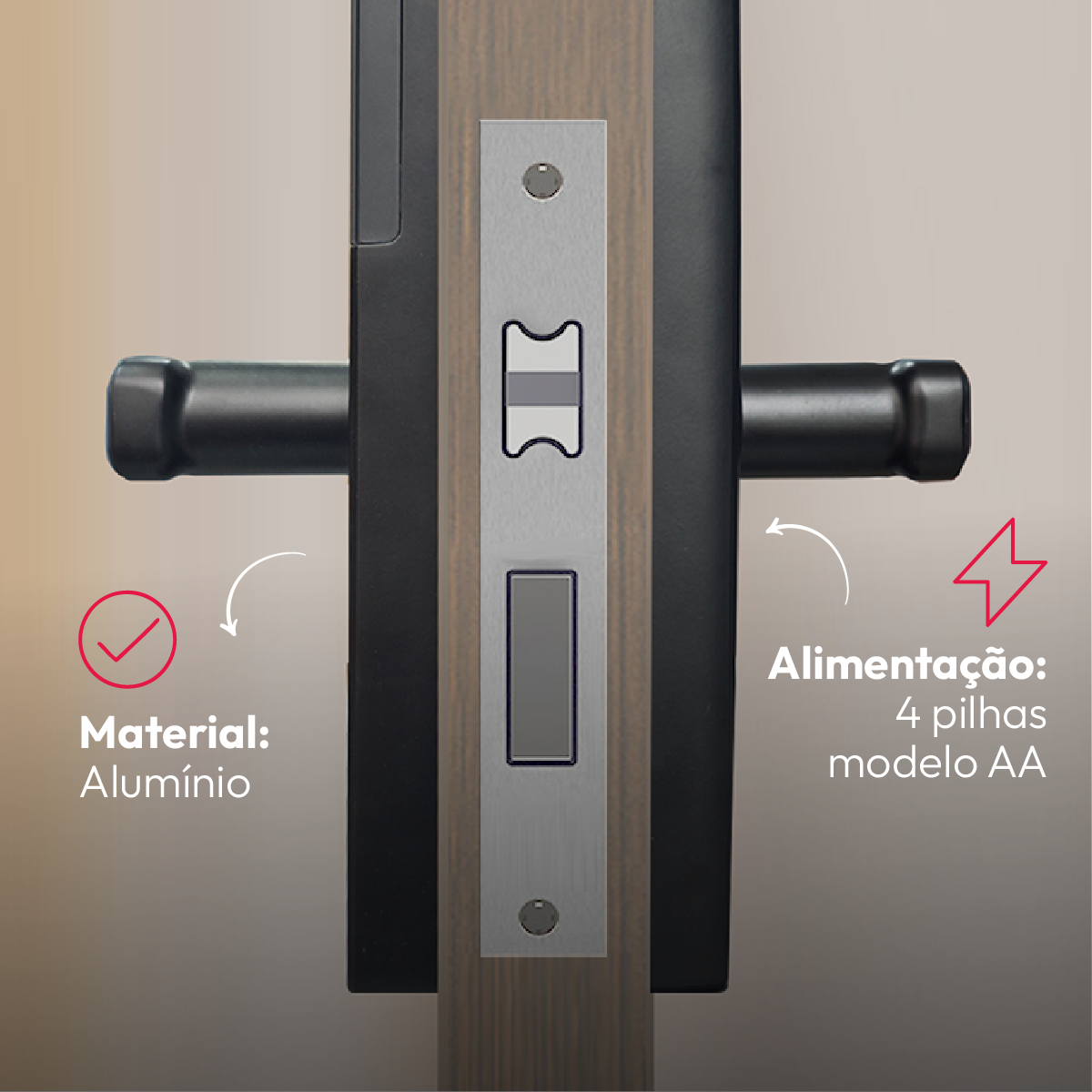 Fechadura Digital Inteligente Stark Handle Embutir Biometria Zigbee Preto Neo