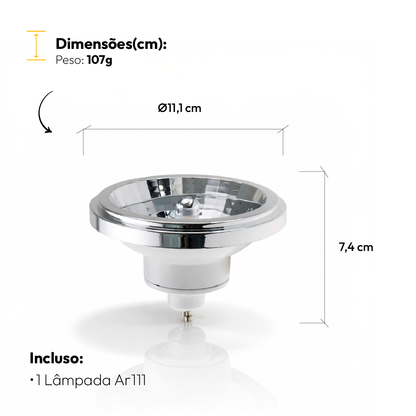 Lâmpada Led Ar111 12w 4000k Branco Neutro Bivolt Gu10 Branco Alut