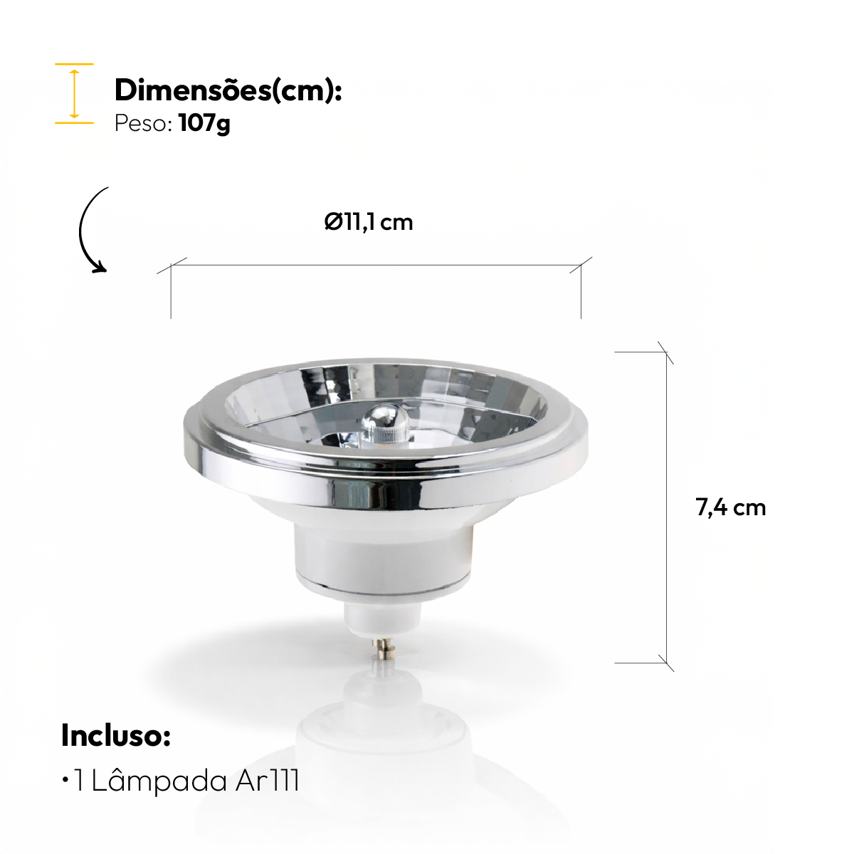 Lâmpada Led Ar111 12w 6500k Branco Frio GU10 Bivolt Branco Alut
