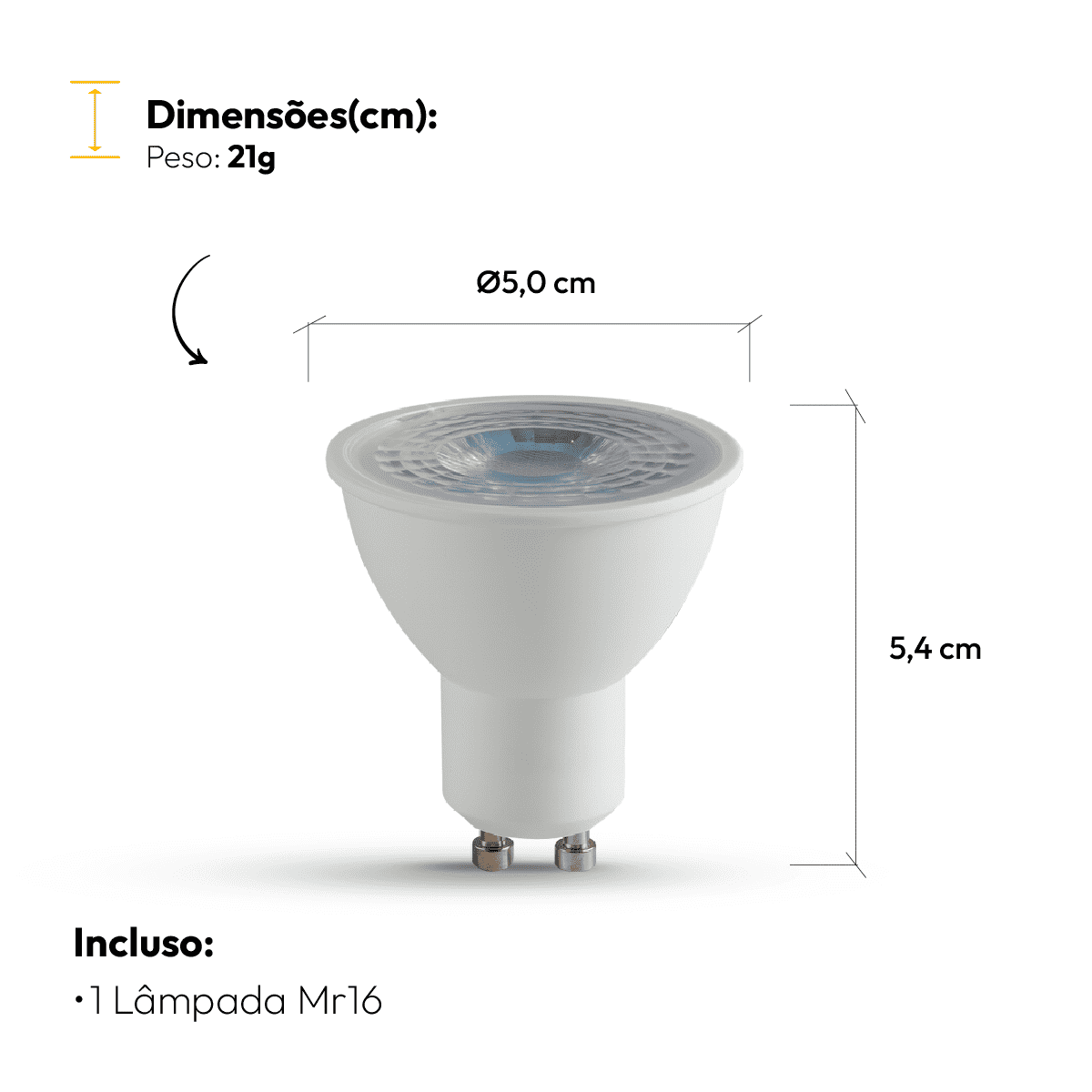 Lâmpada Led Dicróica MR16 4,8w 6500k Branco Frio GU10 Bivolt Alut