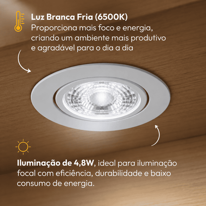 Lâmpada Led Dicróica MR16 4,8w 6500k Branco Frio GU10 Bivolt Alut