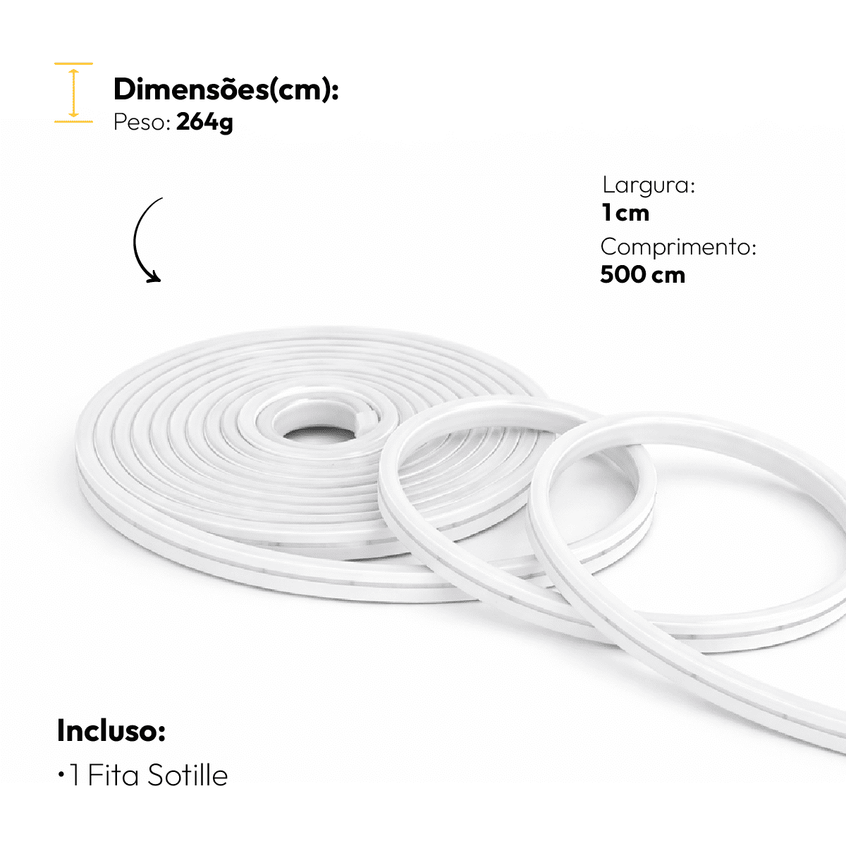 5m Fita Led Sotille Neon 20w 3000k Branco Quente 12v Alut - NEO Avant