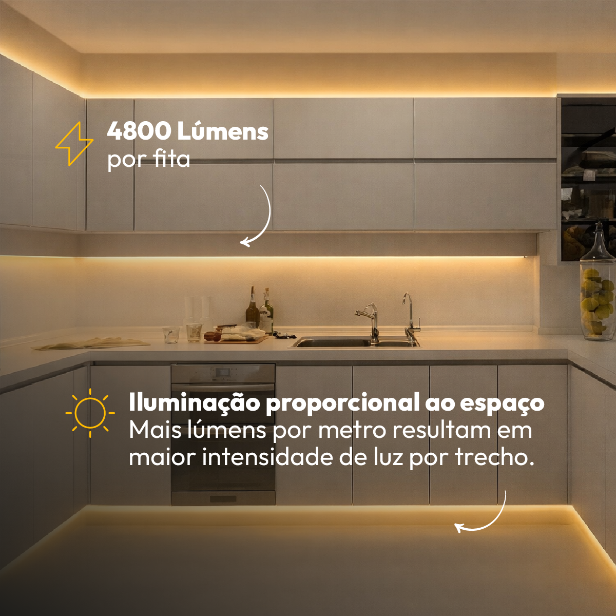 Fita Led 5M Audace Cob 15w 3000k Branco Quente 12v Alut By Avant