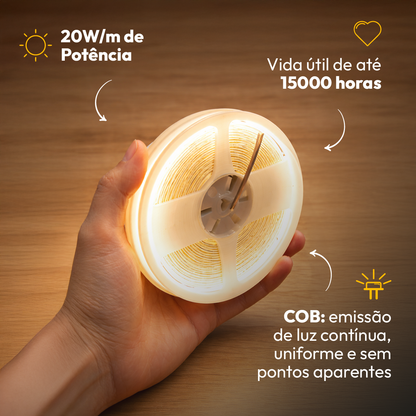 Fita Led 5M Audace Cob 15w 3000k Branco Quente 12v Alut By Avant