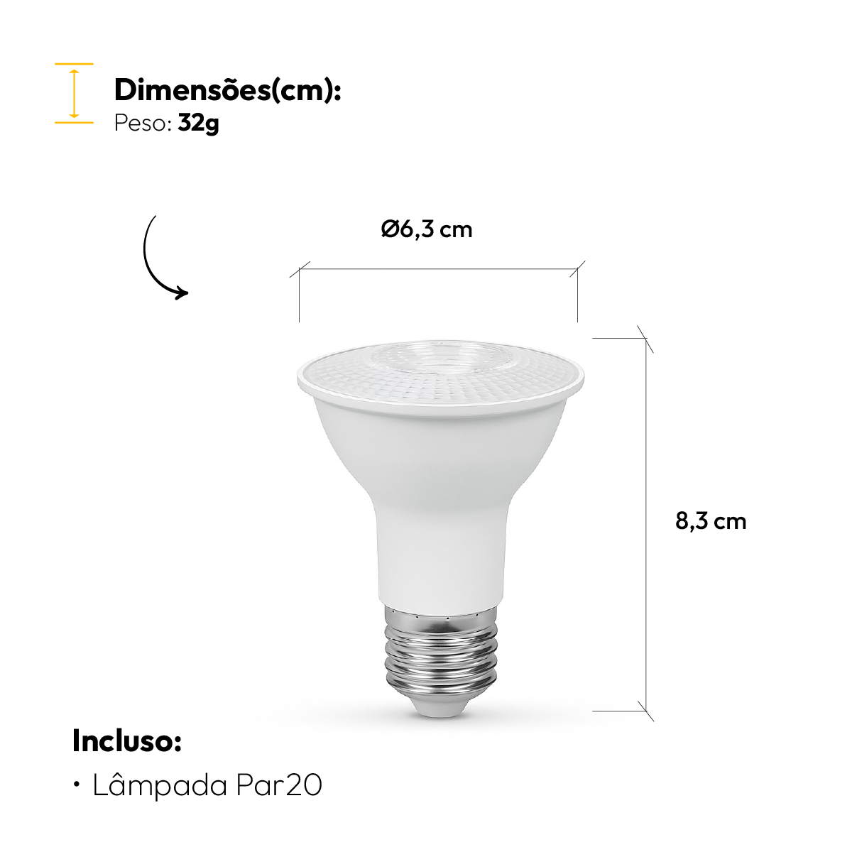 Lâmpada Led Par20 7w 3000k Branco Quente E27 Bivolt Branco Alut