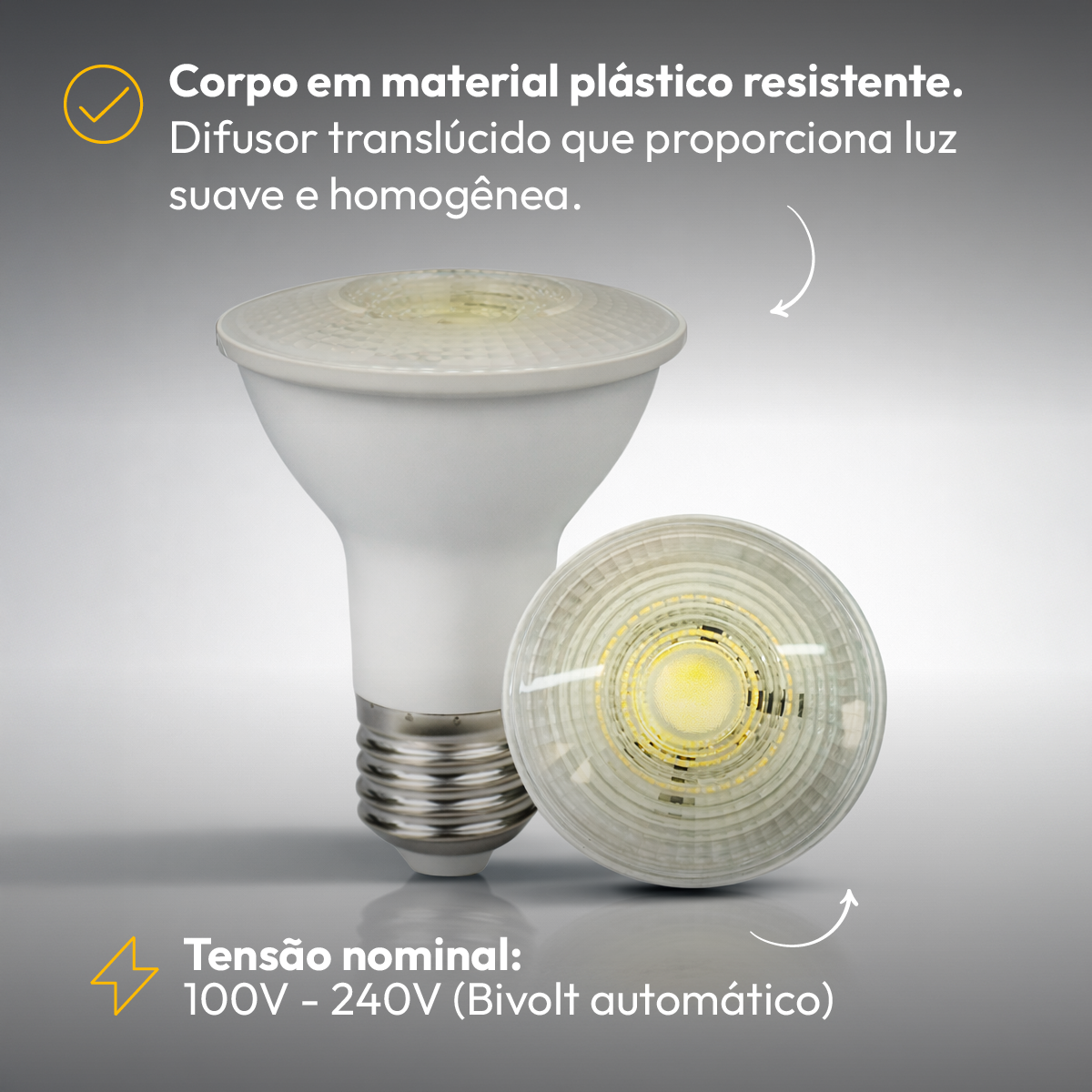 Lâmpada Led Par20 7w 3000k Branco Quente E27 Bivolt Branco Alut