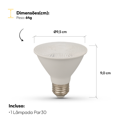 Lâmpada Led Par30 11w 6500k Branco Frio E27 Bivolt Alut