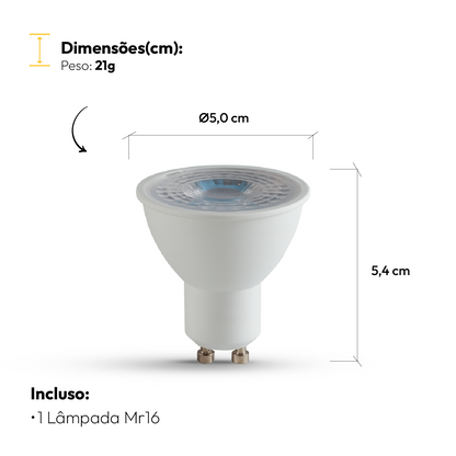 Lâmpada Led Dicróica MR16 4,8w 4000K Branco Neutro GU10 Bivolt Alut