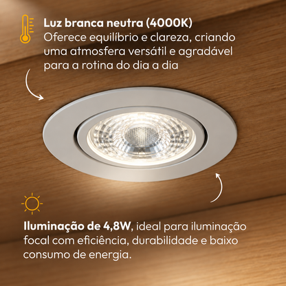 Lâmpada Led Dicróica MR16 4,8w 4000K Branco Neutro GU10 Bivolt Alut