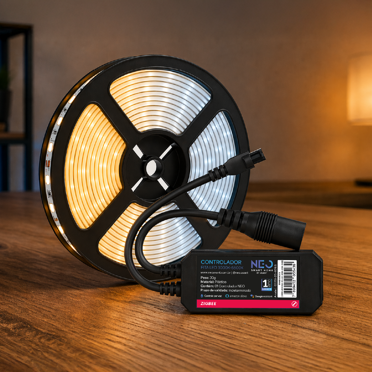 Controlador de Fita Led Inteligente Zigbee Branco Quente/Frio Neo
