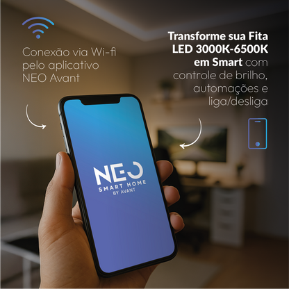 Controlador de Fita Led Inteligente Wi-Fi Branco Quente/Frio Neo