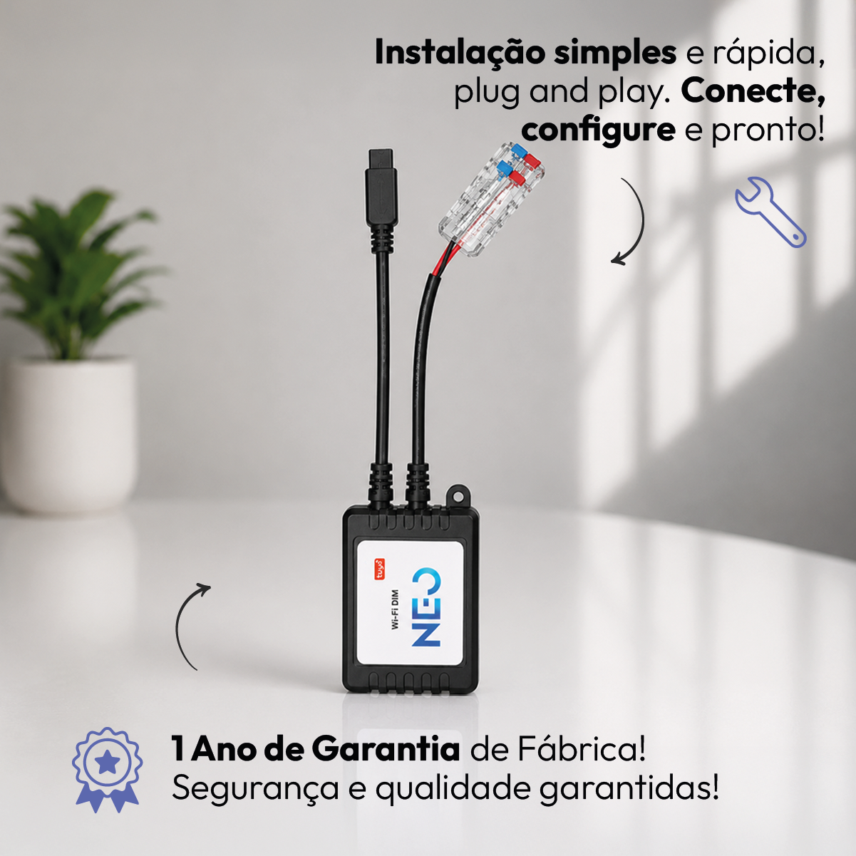 Controlador de Fita Led Inteligente Wi-Fi Branco Quente/Frio Neo