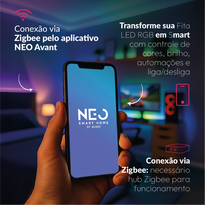 Controlador de Fita Led Inteligente Zigbee Branco Quente/Frio RGB Colorido Neo
