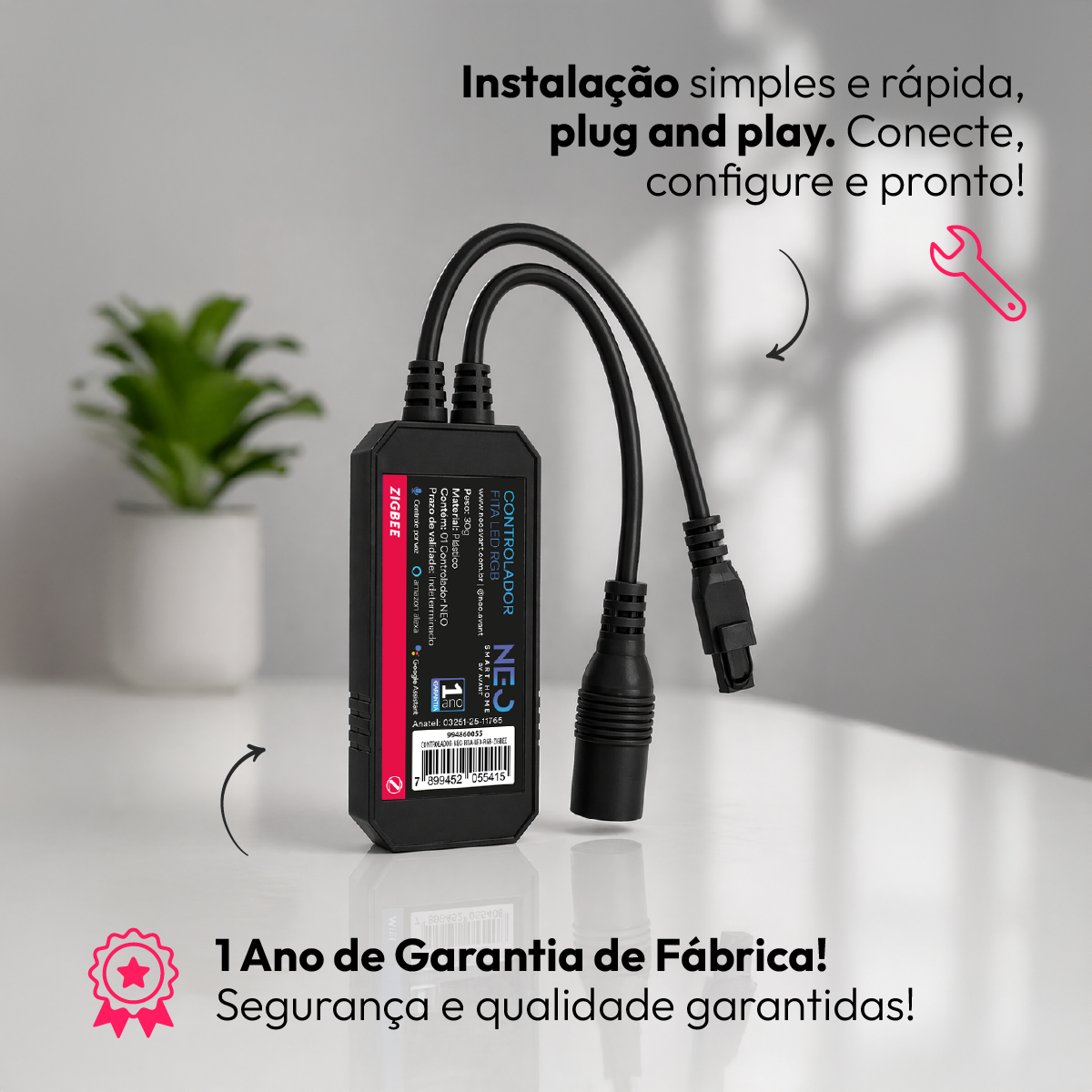 Controlador de Fita Led Inteligente Zigbee Branco Quente/Frio RGB Colorido Neo