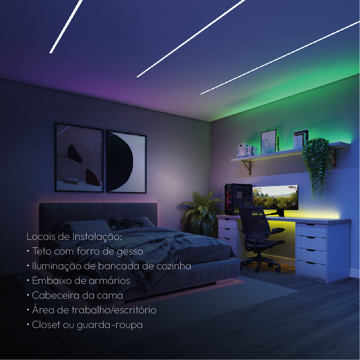 Controlador de Fita Led Inteligente Wifi Branco Quente/Frio RGB Colorido Neo