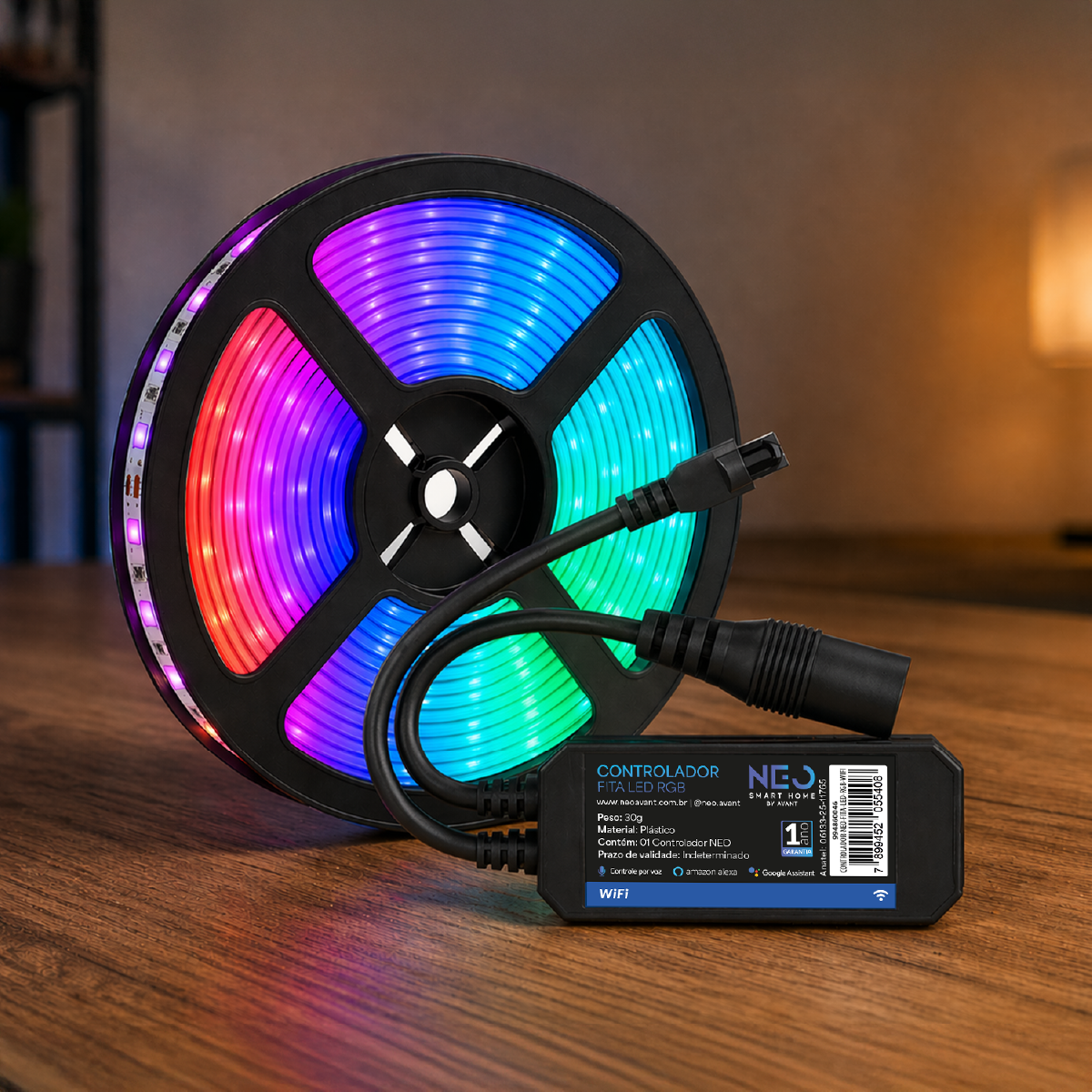 Controlador de Fita Led Inteligente Wifi Branco Quente/Frio RGB Colorido Neo