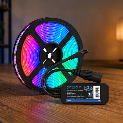 Controlador de Fita Led Inteligente Wifi Branco Quente/Frio RGB Colorido Neo