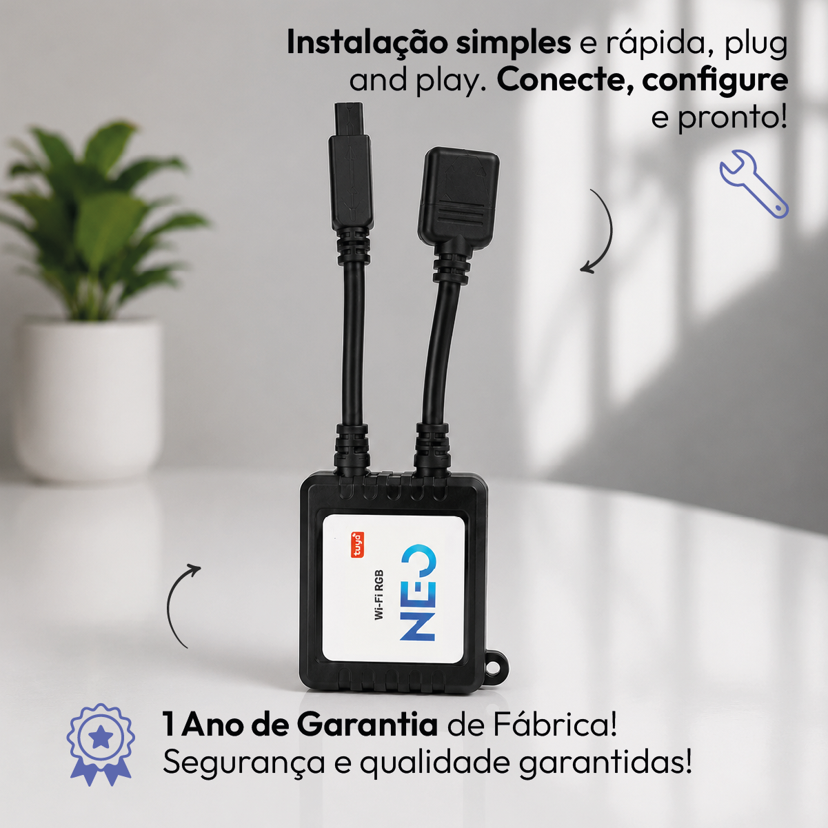 Controlador de Fita Led Inteligente Wifi Branco Quente/Frio RGB Colorido Neo