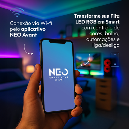Controlador de Fita Led Inteligente Wifi Branco Quente/Frio RGB Colorido Neo