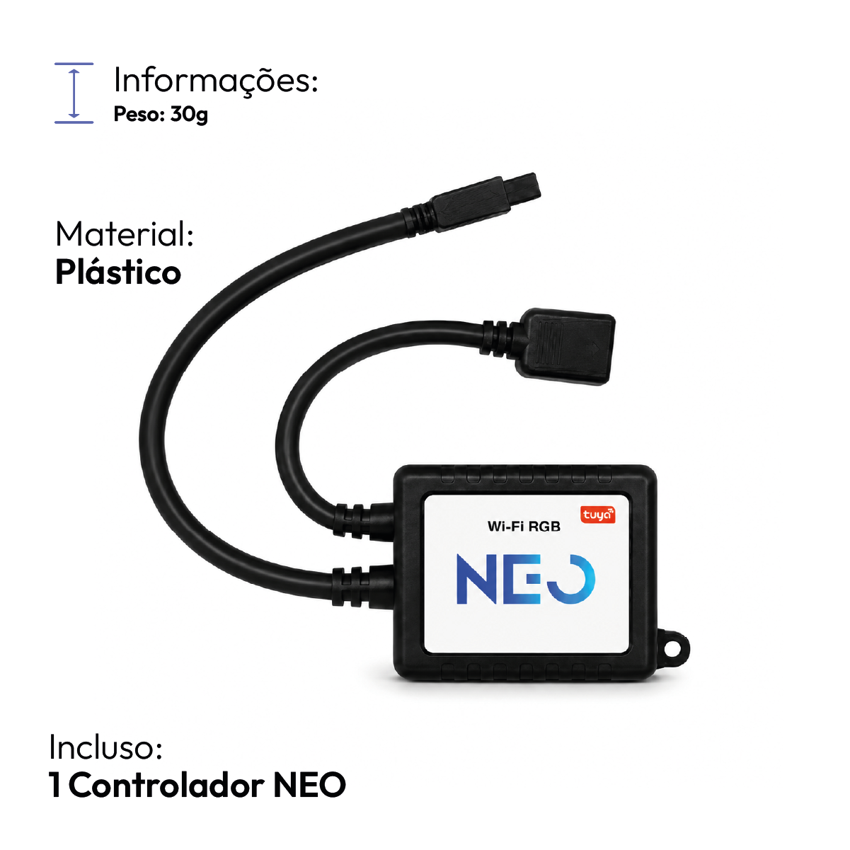 Controlador de Fita Led Inteligente Wifi Branco Quente/Frio RGB Colorido Neo